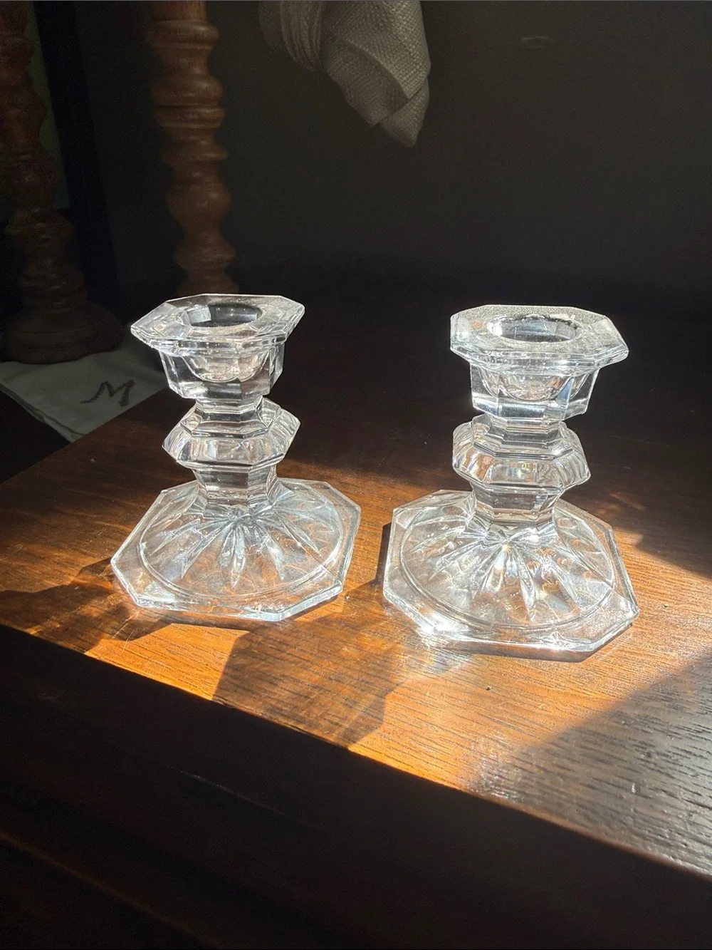Mikasa Clear Crystal Candlestick Pair
